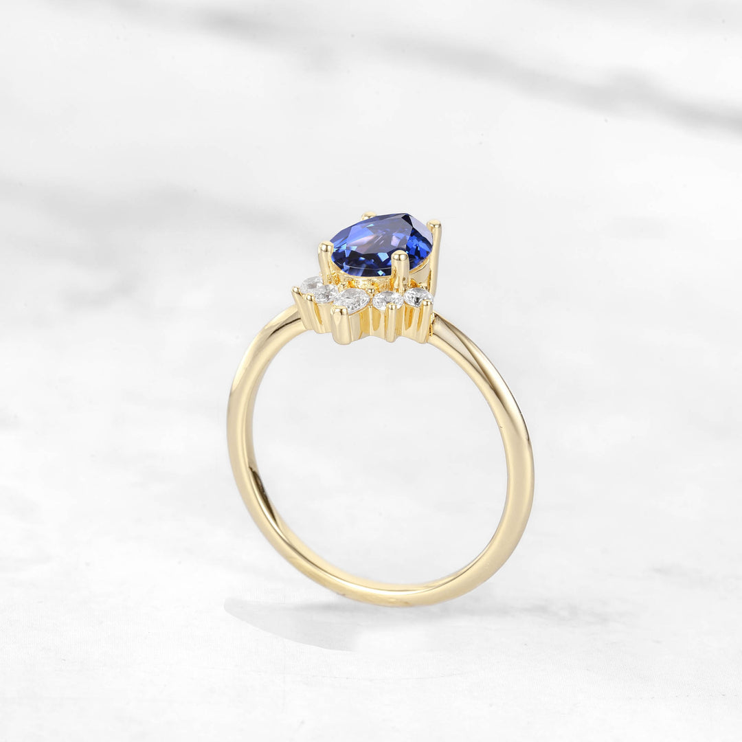 Verta Pear Blue Sapphire Engagement Ring