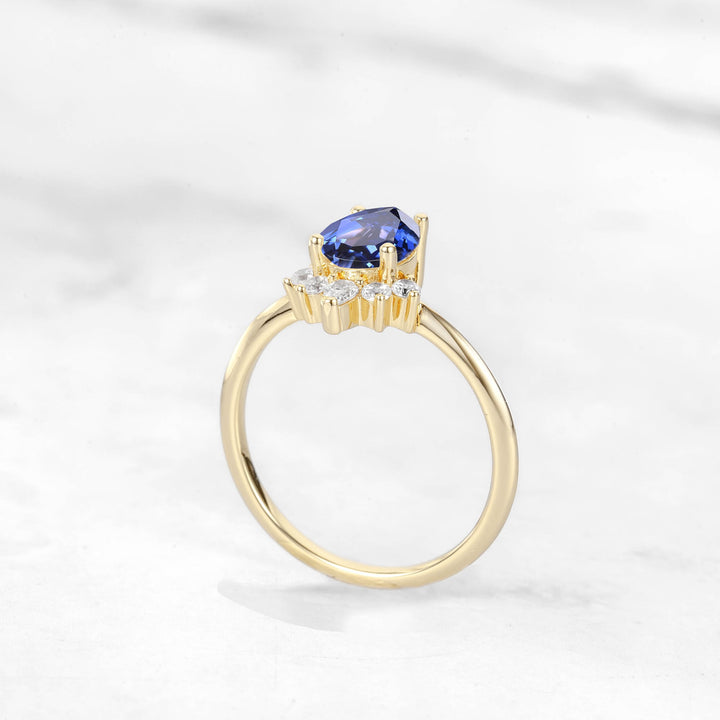 Verta Pear Blue Sapphire Engagement Ring