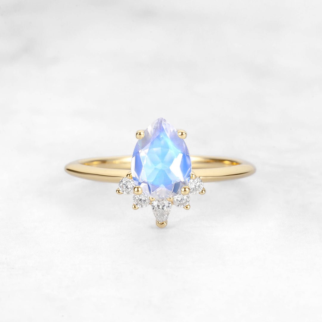 Verta Pear Moonstone Engagement Ring